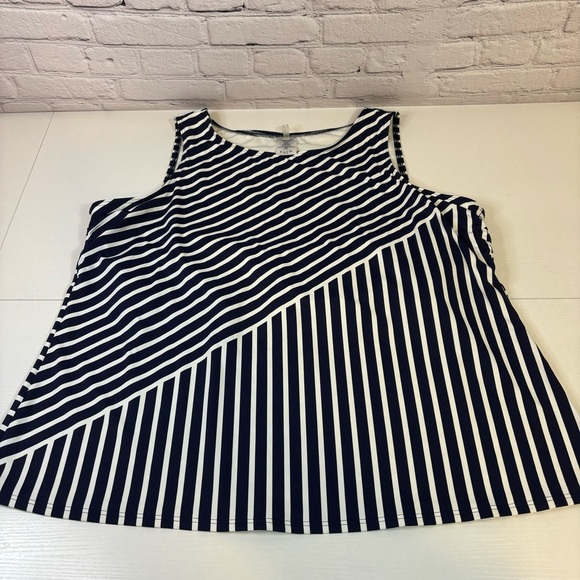 Lands’ End Navy and White Striped Swim Tankini Top - Picture 3 of 8